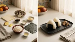 レンジで味しみ早い：高野豆腐と舞茸の生姜しぐれ煮おむすび