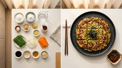 米粉×片栗粉で卵なし:外サクッ中もちっ、野菜たっぷりチヂミの作り方